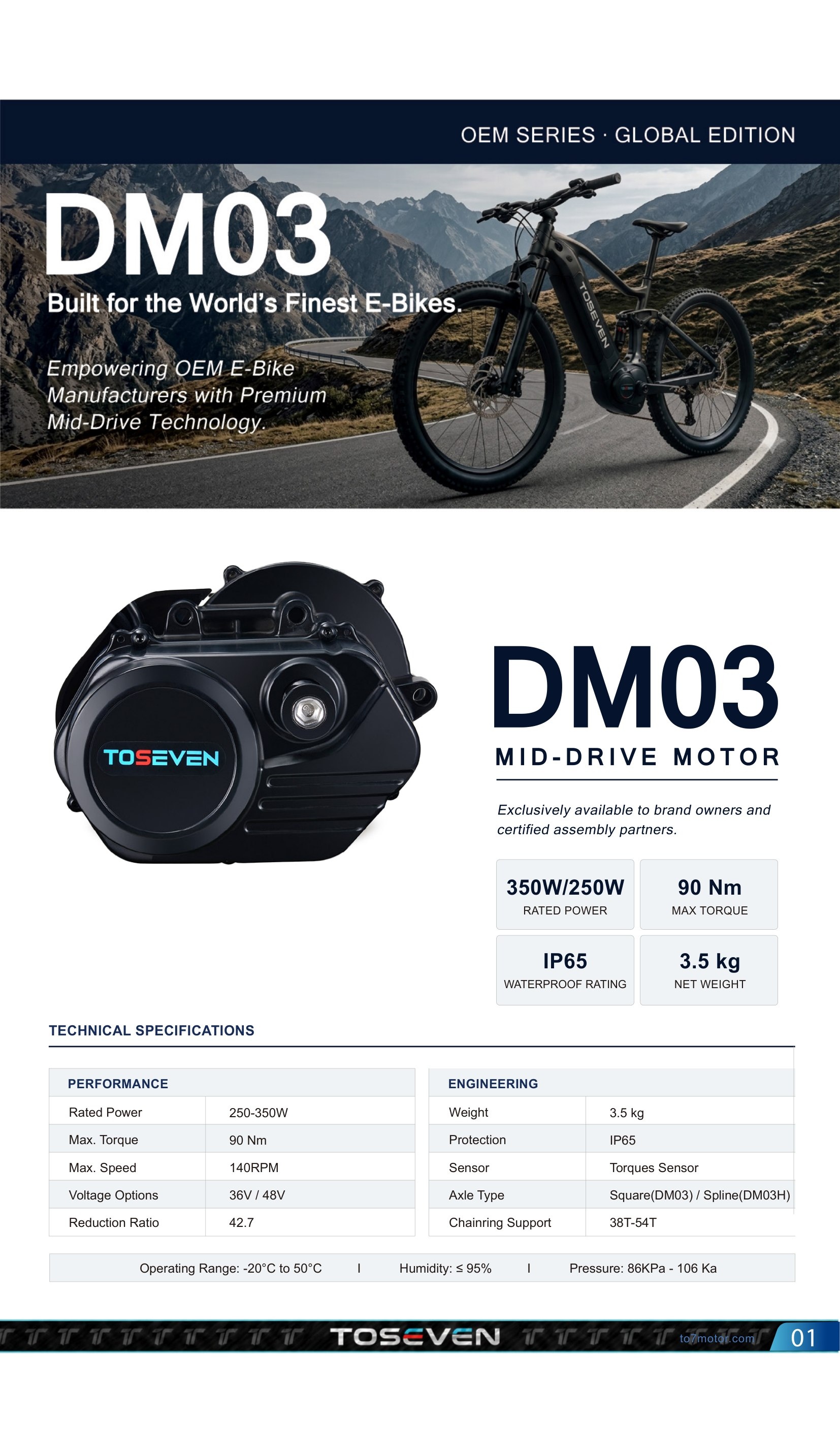 DM03 mid-drive motor specifications