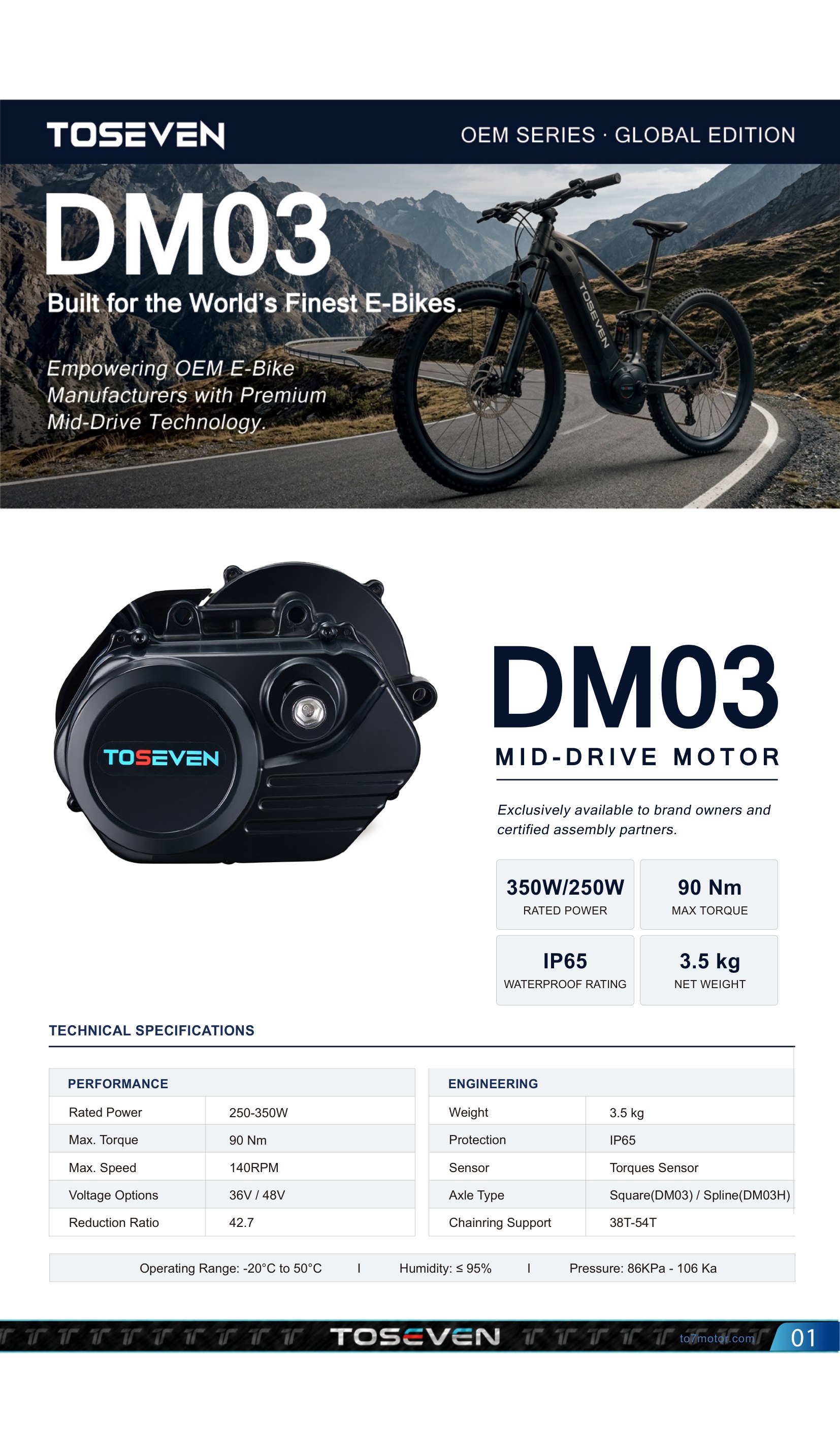 DM03 mid-drive motor specifications